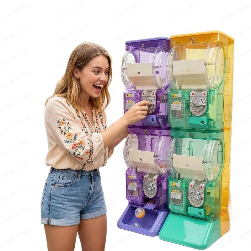 Arcade Vending Machines - Şeffaf Beyaz İki Katlı Gashapon Makinesi,
